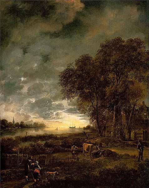Aert van der Neer A Landscape with a River at Evening Sweden oil painting art
